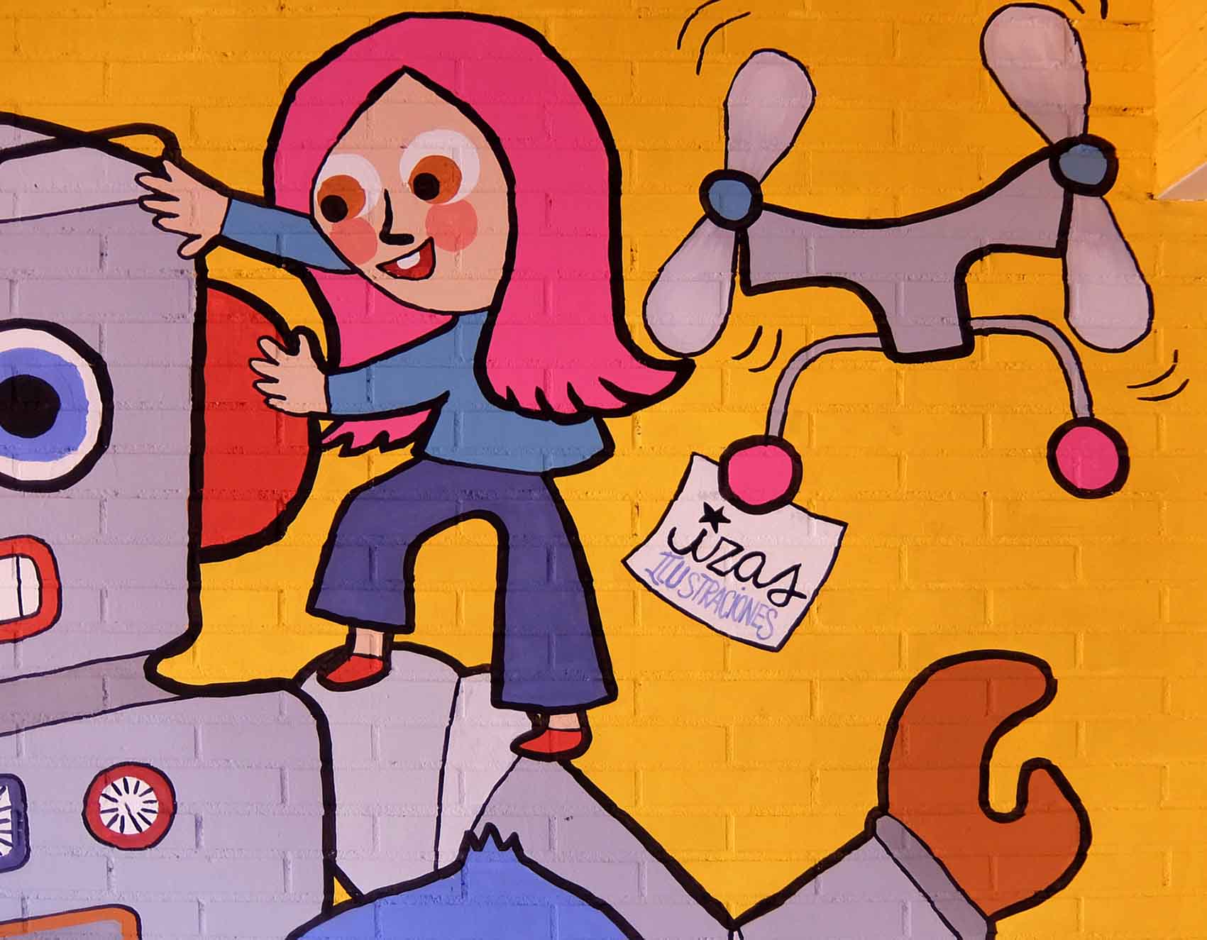 mural izas rosa luxemburgo robótica y biblioteca 11