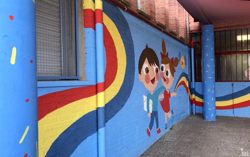mural izas azulpatio ceip federico garcía lorca alcorcón niños 2