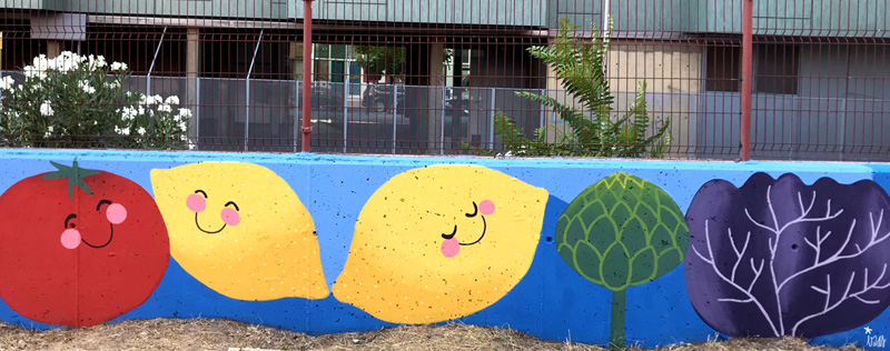 mural izas azulpatio ceip eduardo rojo huerto limones