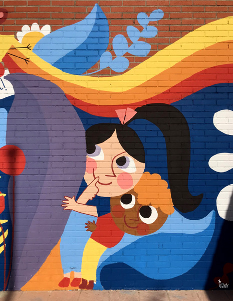 mural izas azulpatio ceip loyola de palacio infantil detalle 2