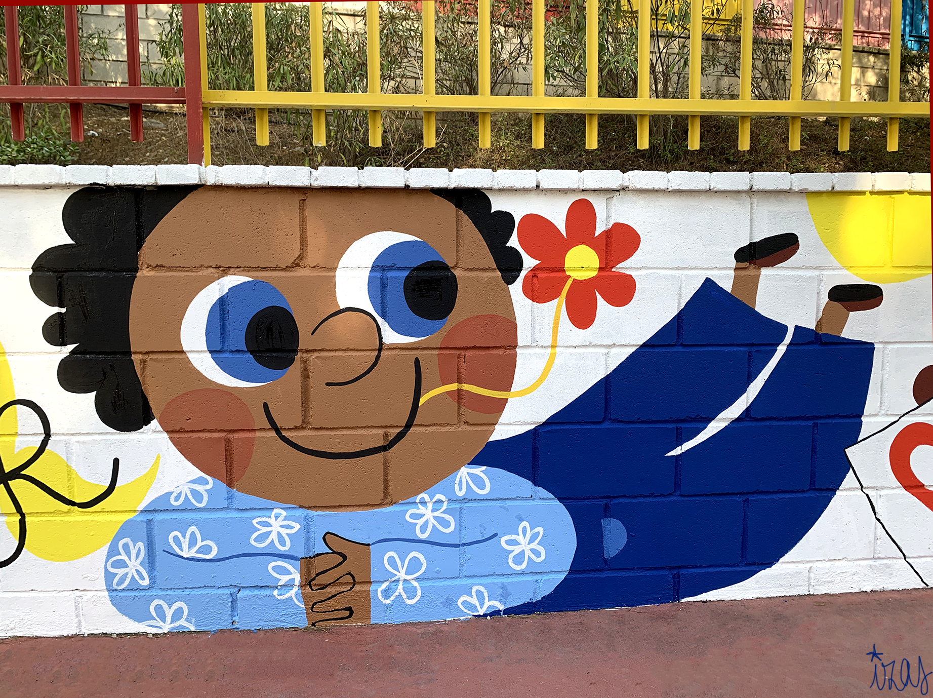 mural izas azulpatio CEIP Gandhi detalle3