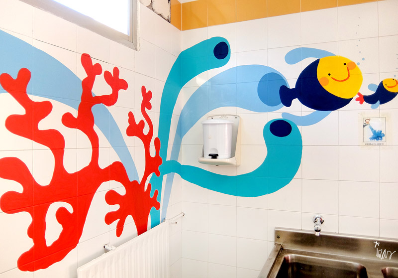 mural izas azulpatio CEIP Edardo Rojo baños primaria I 5