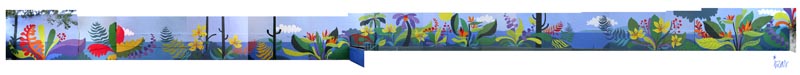 mural izas azulpatio ceip asturias montaje