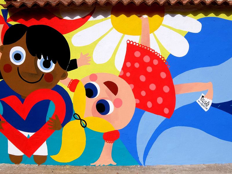 mural izas azulpatio Colegio San Miguel detalle 5