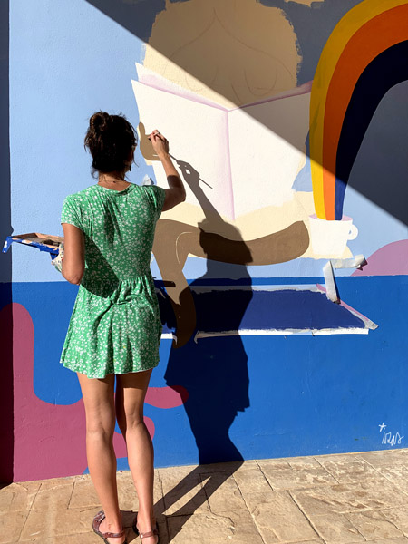 mural izas azulpatio ceip carmen martín gaite proceso 1