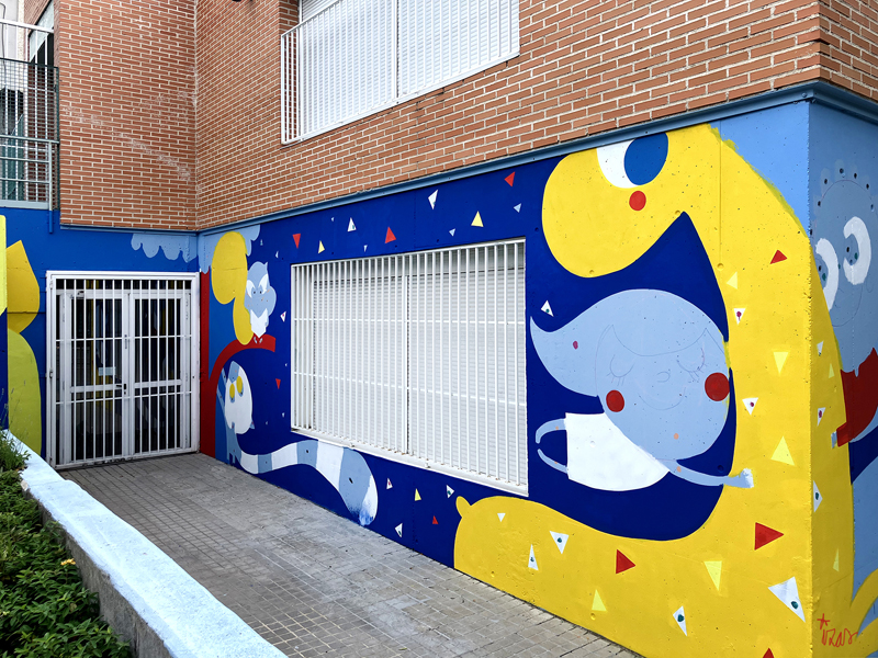mural izas azulpatio ceip leon felipe proceso 3