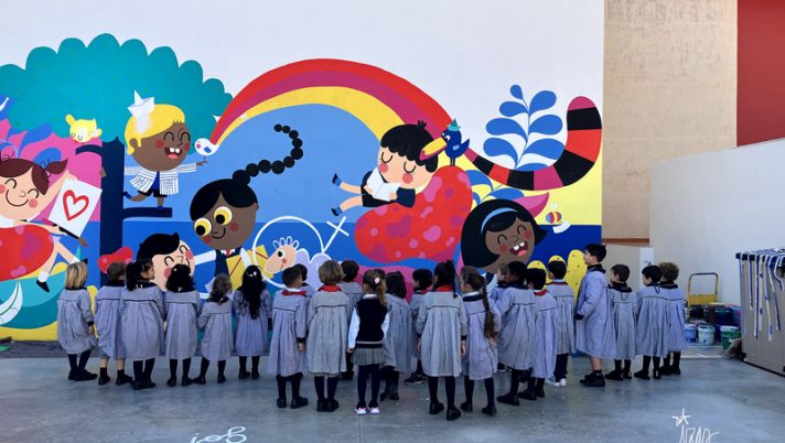 mural azulpatio colegio san juan pano 4