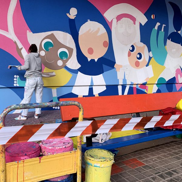 mural azulpatio ceip calderon barca barajas primaria proceso H7